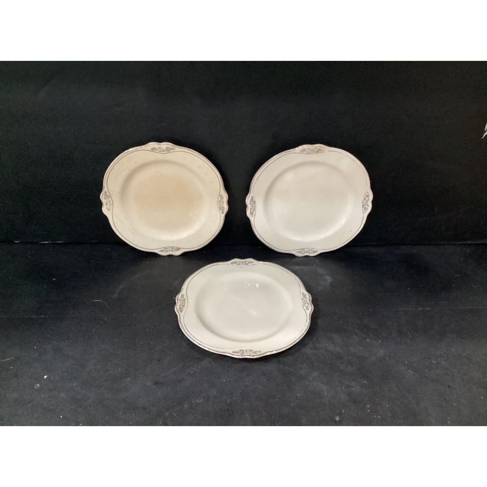 Homer Laughlin Virginia Rose Silver Pattern 3 Bread Plates *